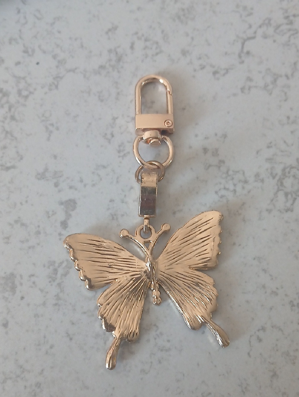 Gold Butterfly Keychain /Charm with Crystal Accents - Picture 3 of 3